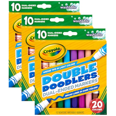 Dual-Ended Washable Double Doodlers Markers, 10 Count, PK3
